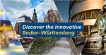 Collage of landmarks from Baden-Württemberg, including the Mercedes-Benz Museum, baroque fountains, historic churches, and scenic old towns.