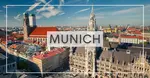 Aerial view of Munich’s Marienplatz with the Frauenkirche and New Town Hall (Neues Rathaus) in the city center of Munich, Germany.