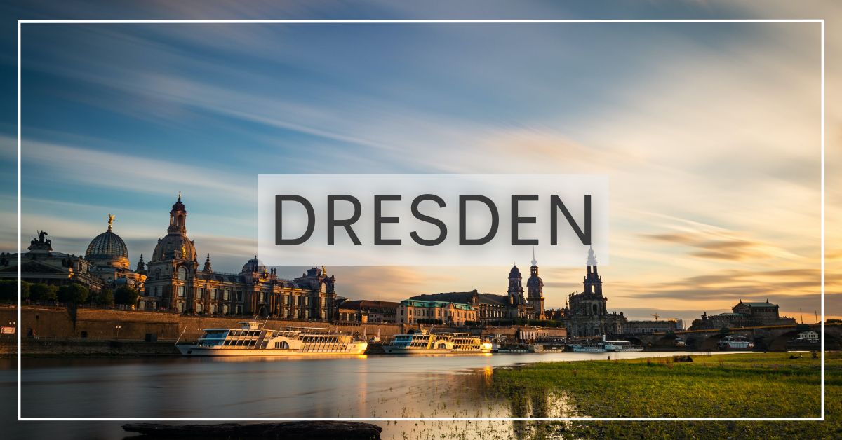Dresden city skyline at dusk