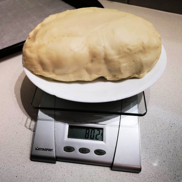 Weigh the German brotchen dough first