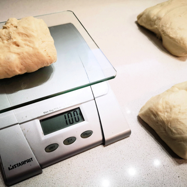 Divide the dough into 8 equal parts