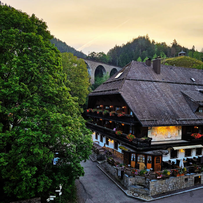 The view from my room in the Hotel Hofgut Sternen in Breitnau in the Black Forest.