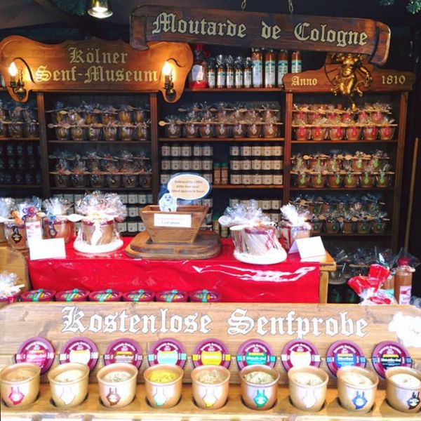 Cologne Mustard Museum storefront with various products on display