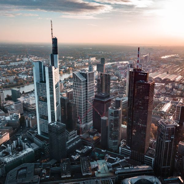 View of Frankfurt Skyscrapers in the banking district