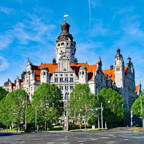 Leipzig New Town Hall and Trees