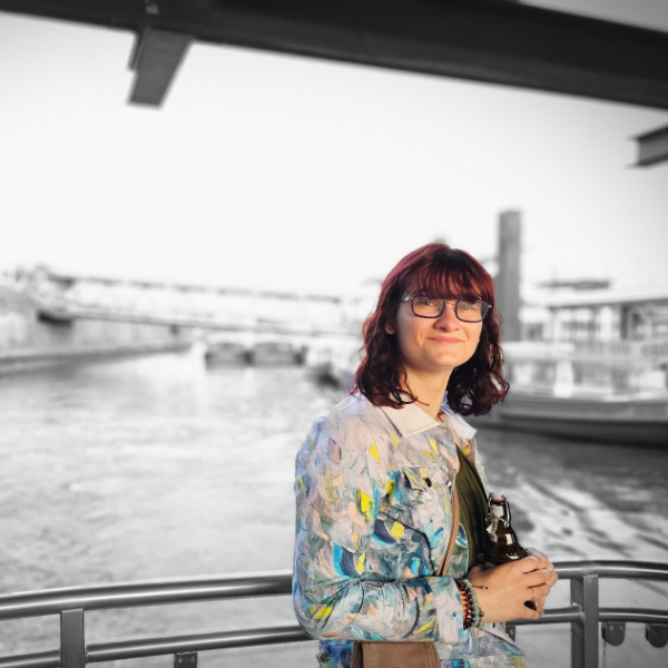 I captured this sunset photo of Lydia just as we were coming into harbor from our boat tour of the warehouse district.