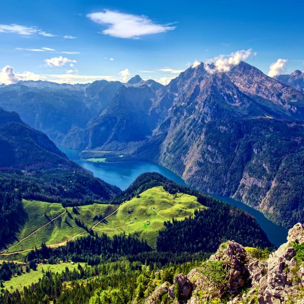 Königssee Lake set among green mountains