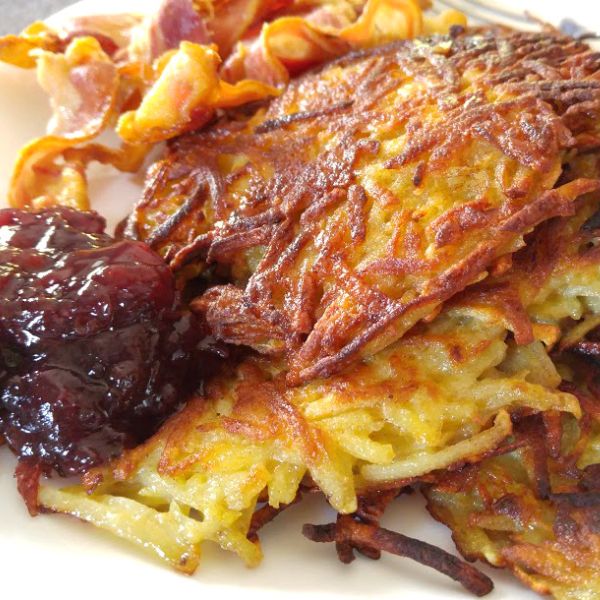 Close-up of Potato Pancakes as served in Cologne, Germany