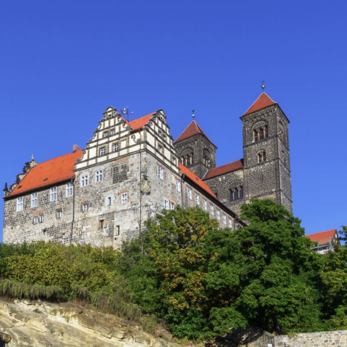 Quedlinburg castle and church perched above the town