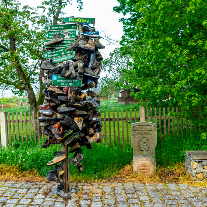 First steps along the Rennsteig hiking trail in Thuringia, Germany.