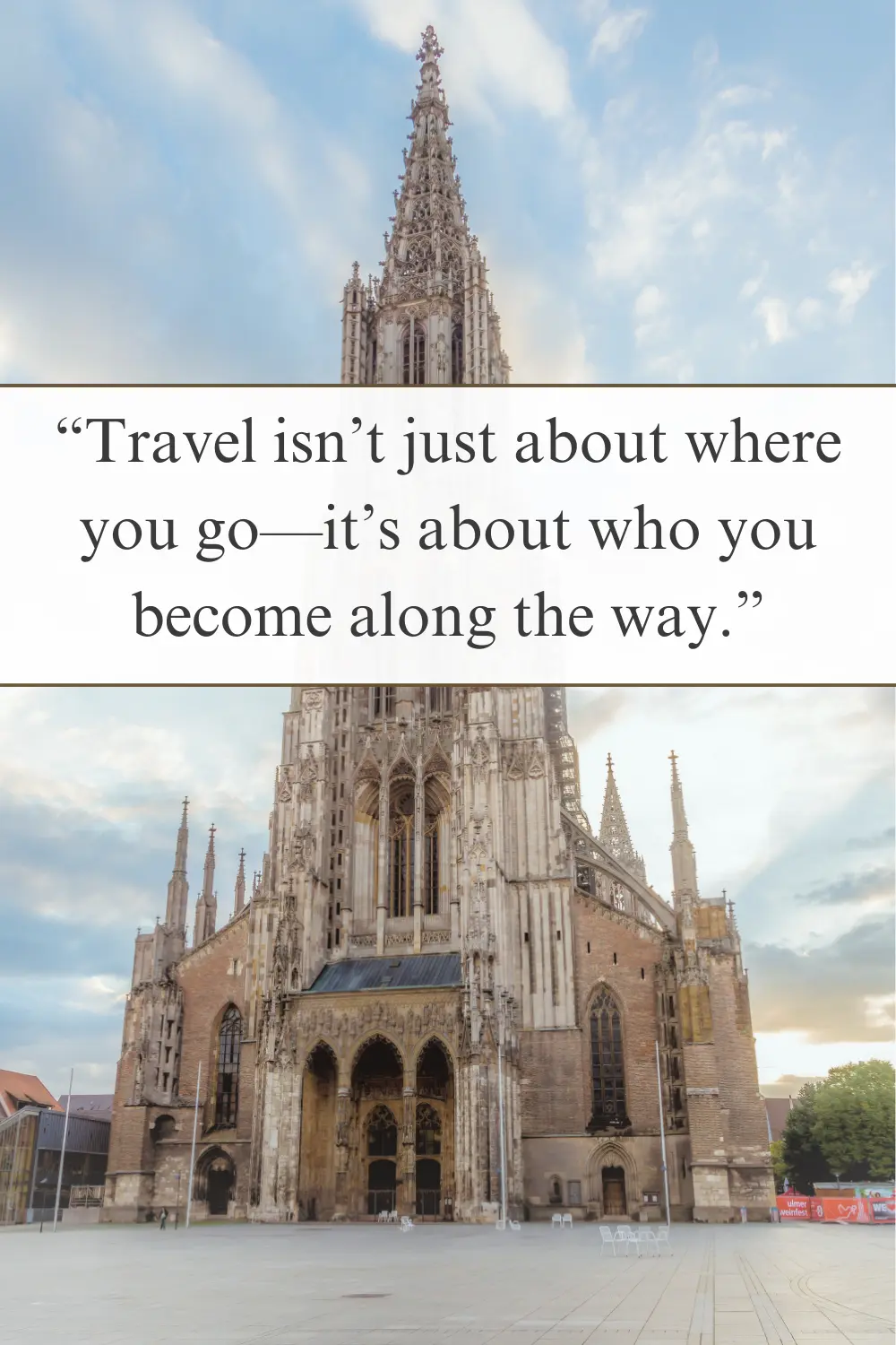 A towering Gothic cathedral reaching toward the sky