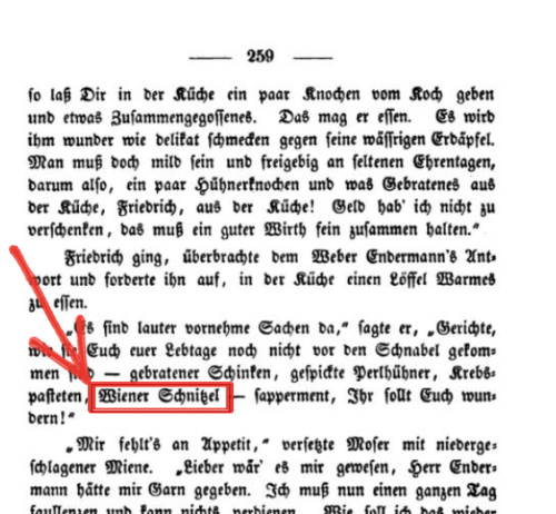 Wiener Schnitzel first time in print 1845
