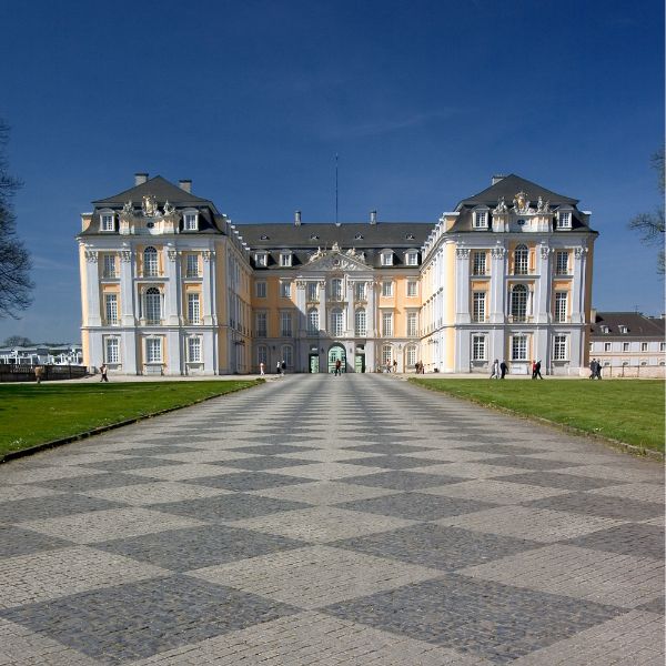 Augustusburg Castle's patterned sidewalk in Cologne