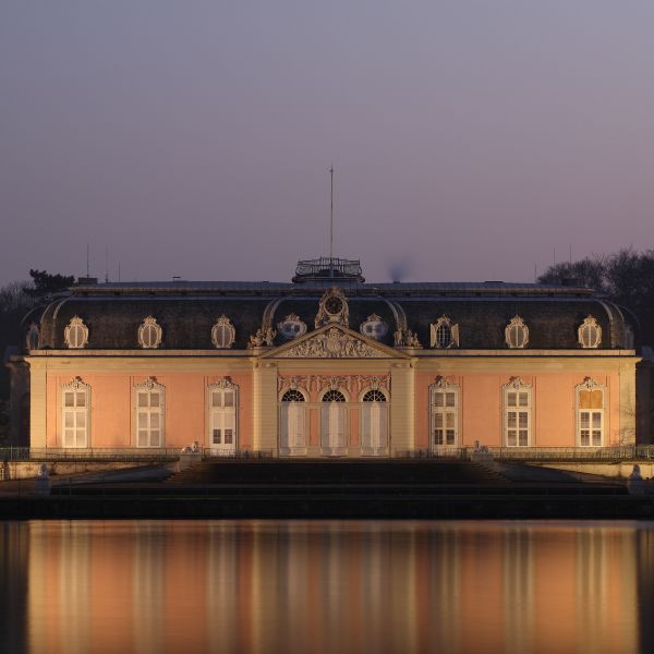 Benrath Palace at nighttime in Cologne