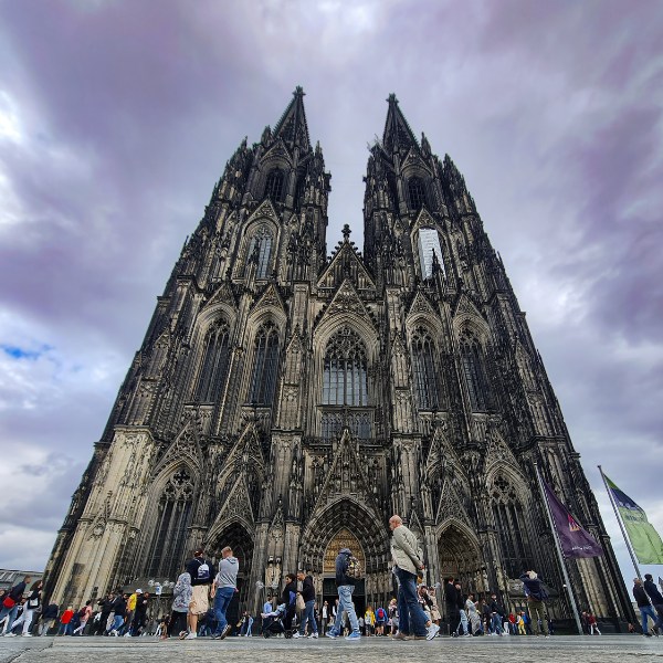 Cologne Cathedral with dark clouds overhead