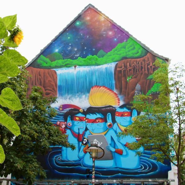 Street art on side of house