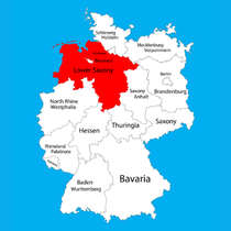 Map of Germany's federal states highlighting Lower Saxony in red.