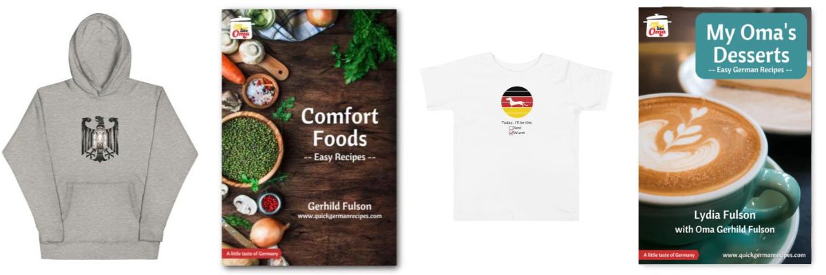 photo collage of hoodie, tee shirt, and ebooks