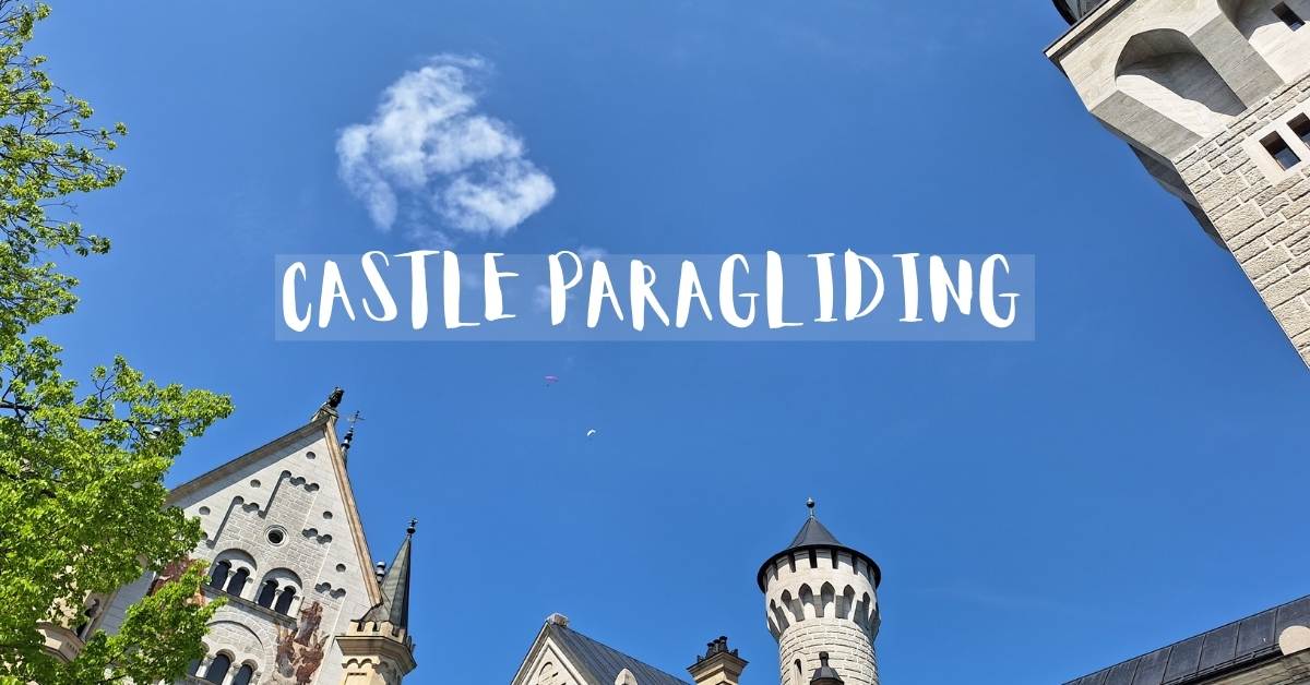Take off over the stunning Neuschwanstein Castle in Bavaria Germany! Paragliding over Neuschwanstein