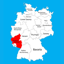 Map of Germany's federal states highlighting Rhineland-Palatinate in red.