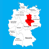 Map of Germany's federal states highlighting Saxony-Anhalt in red.