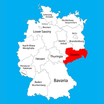Map of Germany's federal states highlighting Saxony in red.