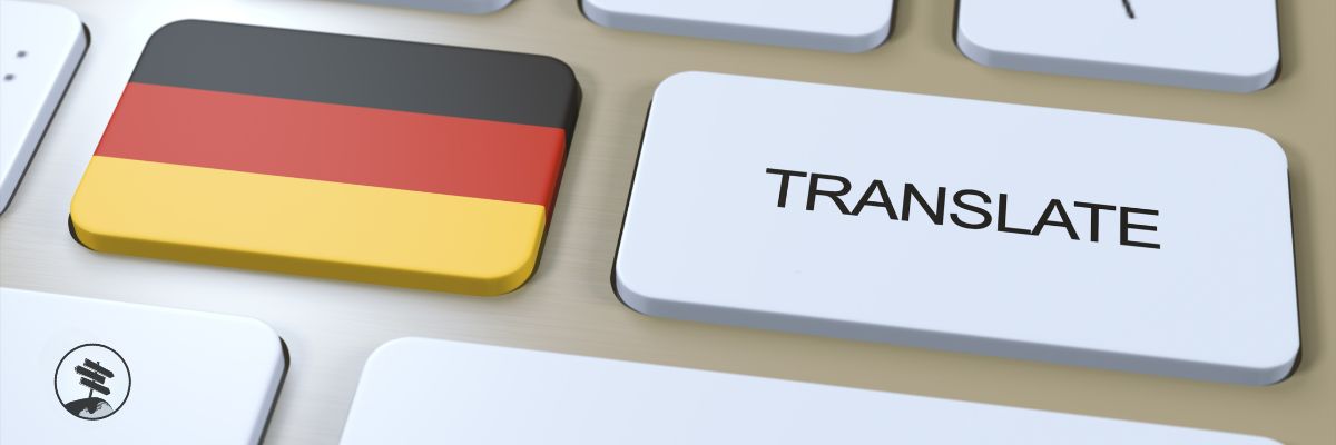 Translate German German flag on keyboard with translate button