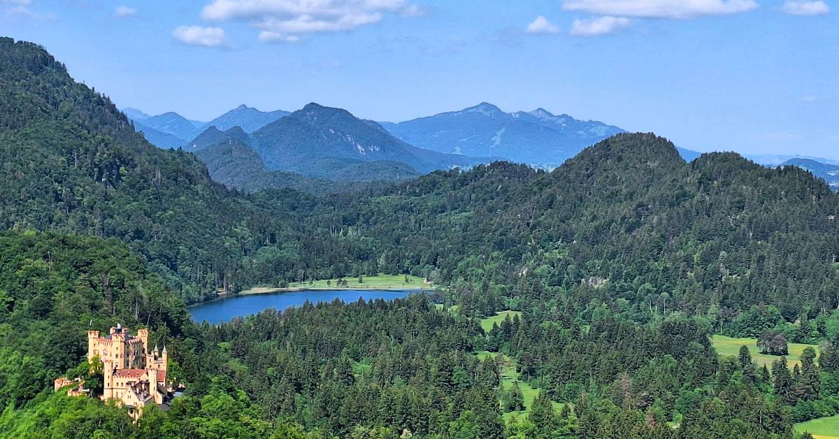 View of Hohenschwangau from Neuschwanstein View of Hohenschwangau from Neuschwanstein