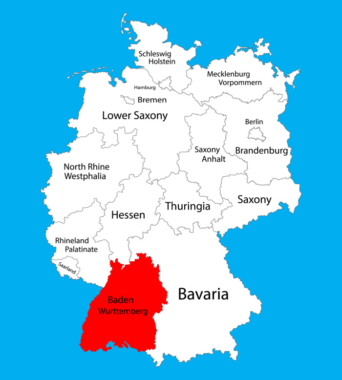 Baden-Wurtemburg State Map