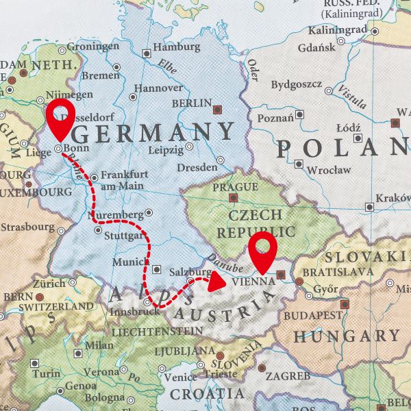Bonn to Vienna Map