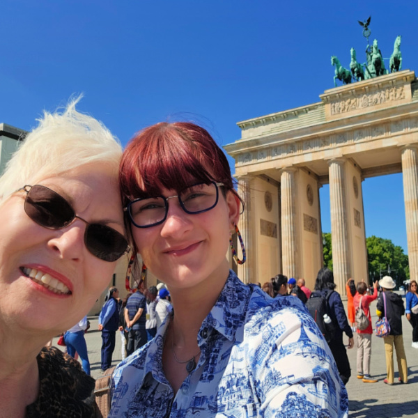 Lydia and I taking the required selfie infront of the Brandenburg Gate.
