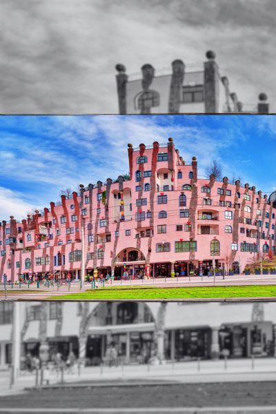 Pink coloured-building in Magdeburg, Germany