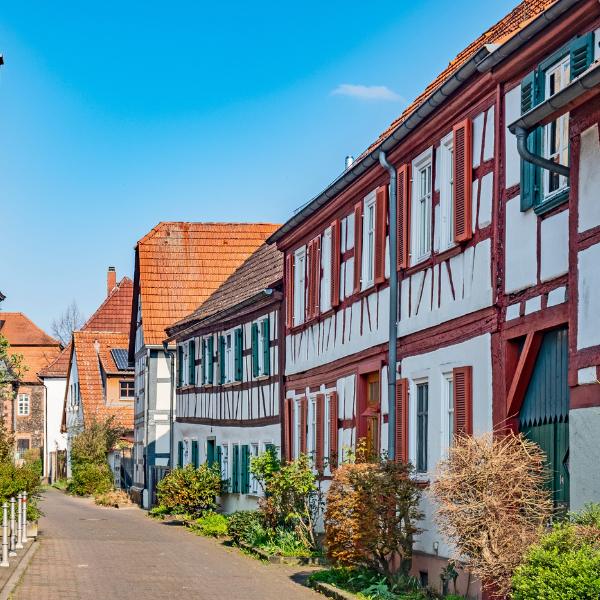 Homes in the streets of Hanau, Germany