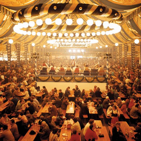 Large beer tent in Munich at Oktoberfest