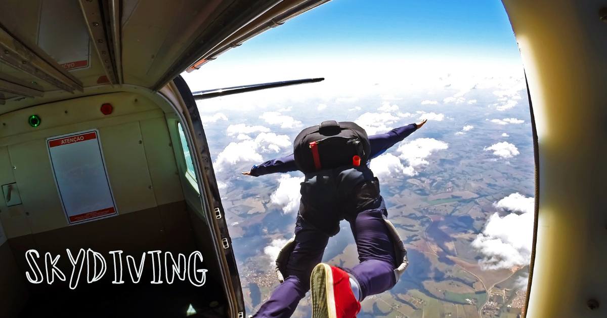 Skydiving jumping out of the plane